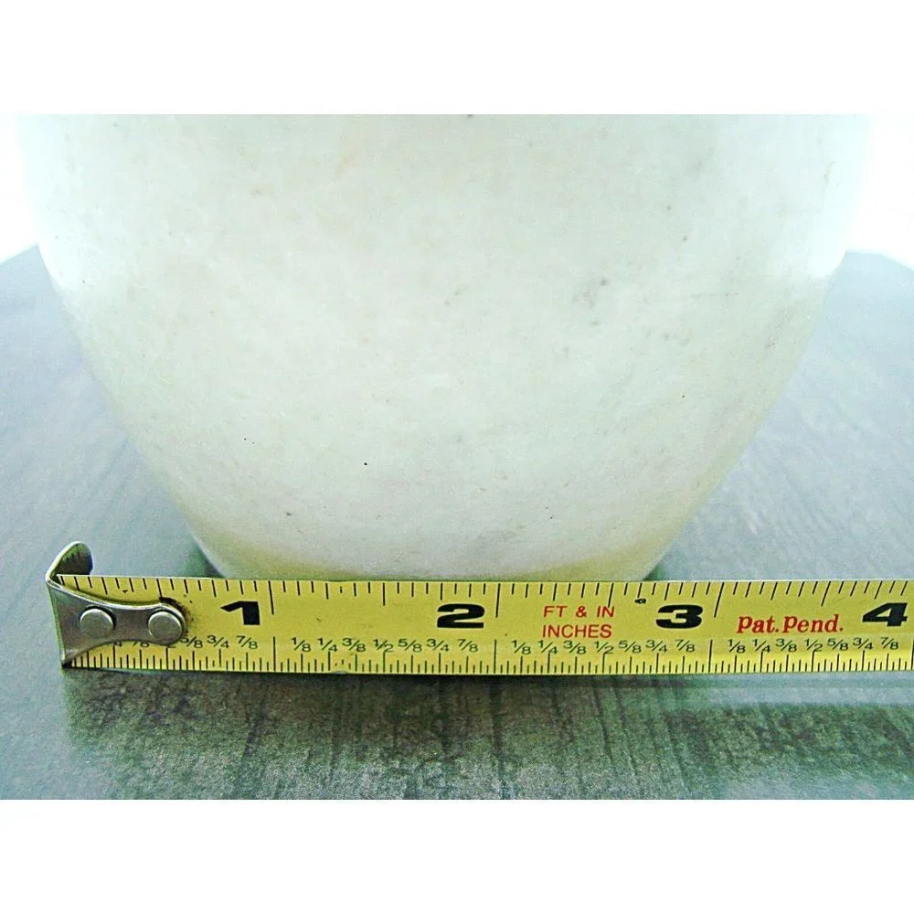 Small Mortar And Pestle Set Natural Stone Classic White Gray Marble 4x3